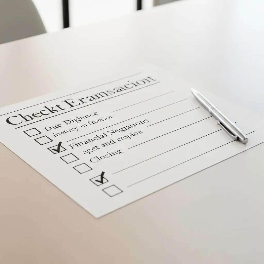 Checklist of key contract for deed requirements on a desk